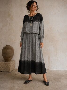 NWOT NU: Denmark Ombre Viscose Midi Maxi Dress Scandinavian Art-to-Wear